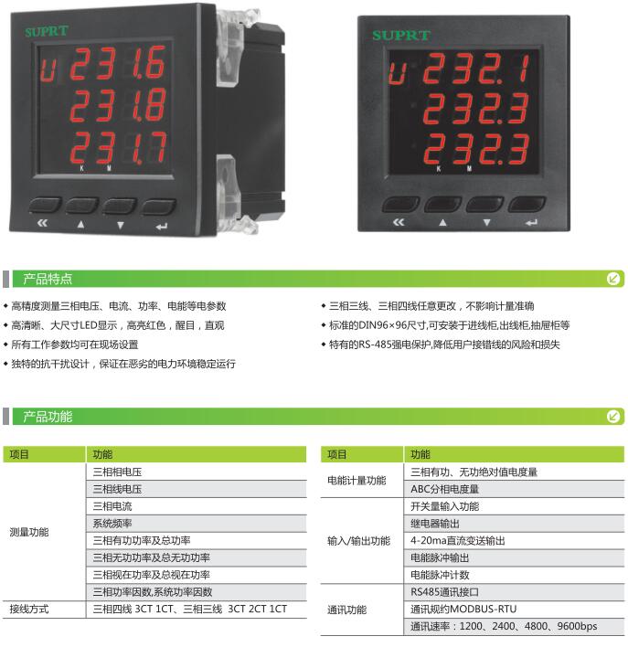 PU9-E數(shù)碼管三相電智能力儀表